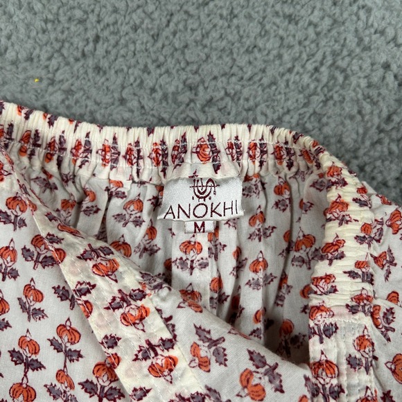Anokhi Women's Floral Print Elastic Waist Cropped Casual Pants‎ Medium - Picture 2 of 6